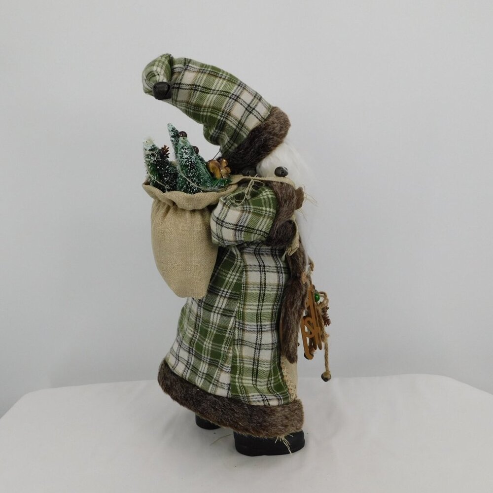 African American Black Santa Figure Ashland Holiday Pines Green Brown Woodland - Picture 4 of 10